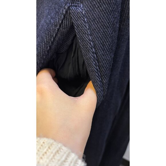 Free People Navy Long Double-Breasted Coat With Gold Buttons Size L - Picture 7 of 10